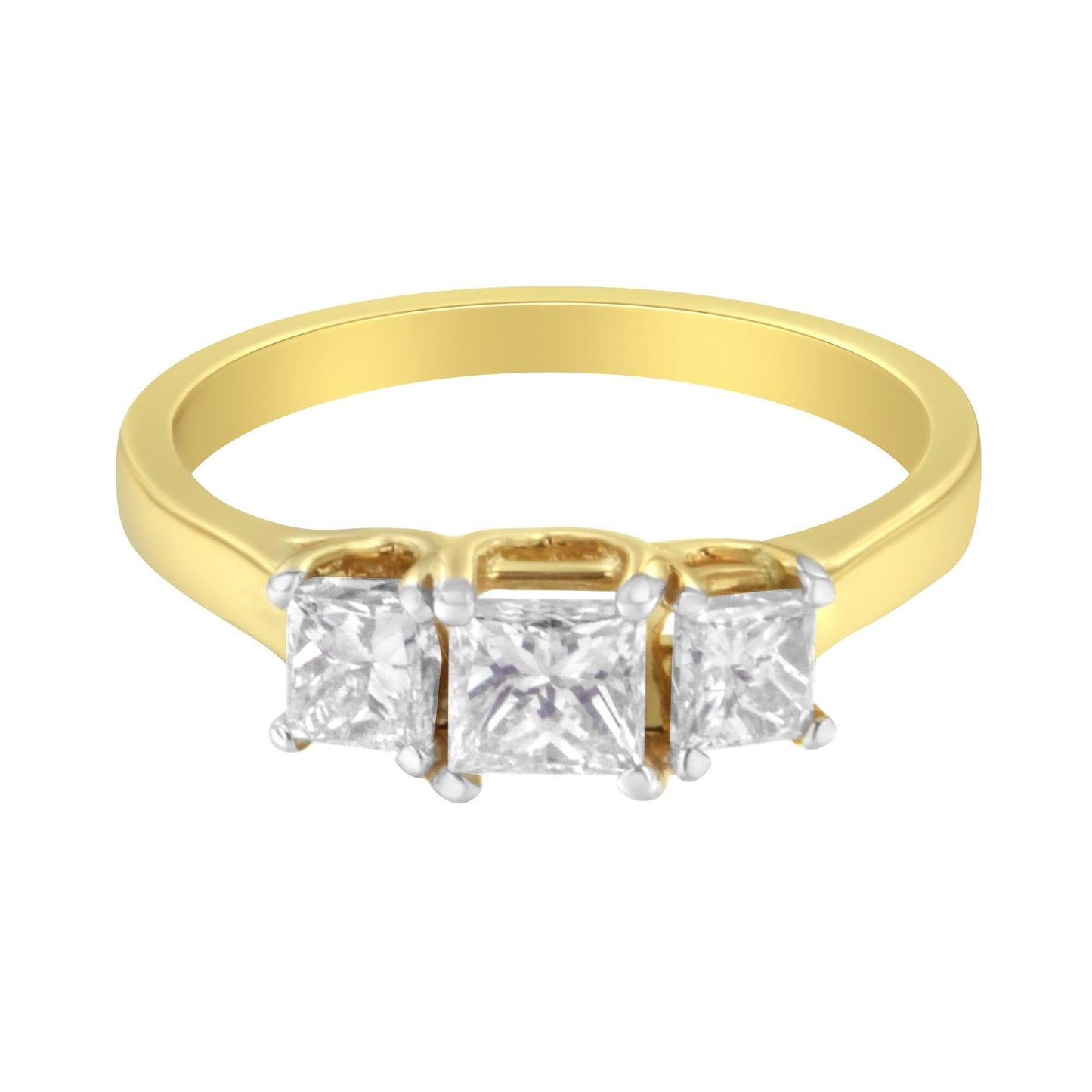 10K Yellow Gold Princess-Cut Diamond Three Stone Band Ring (1 Cttw, J-K Color, I1-I2 Clarity)-2