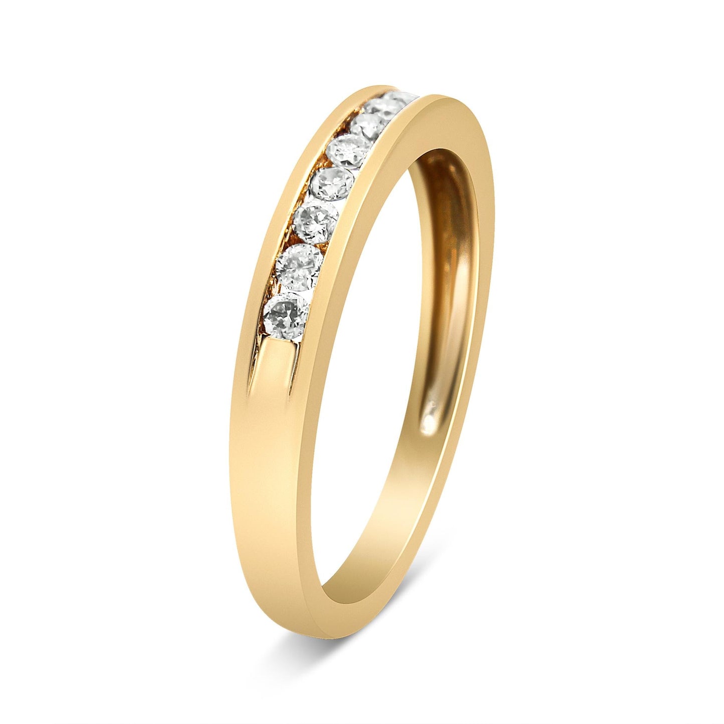 IGI Certified 1/4 Cttw Diamond 10K Yellow Gold Channel Set Band Style Ring (J-K Color, I2-I3 Clarity)-2