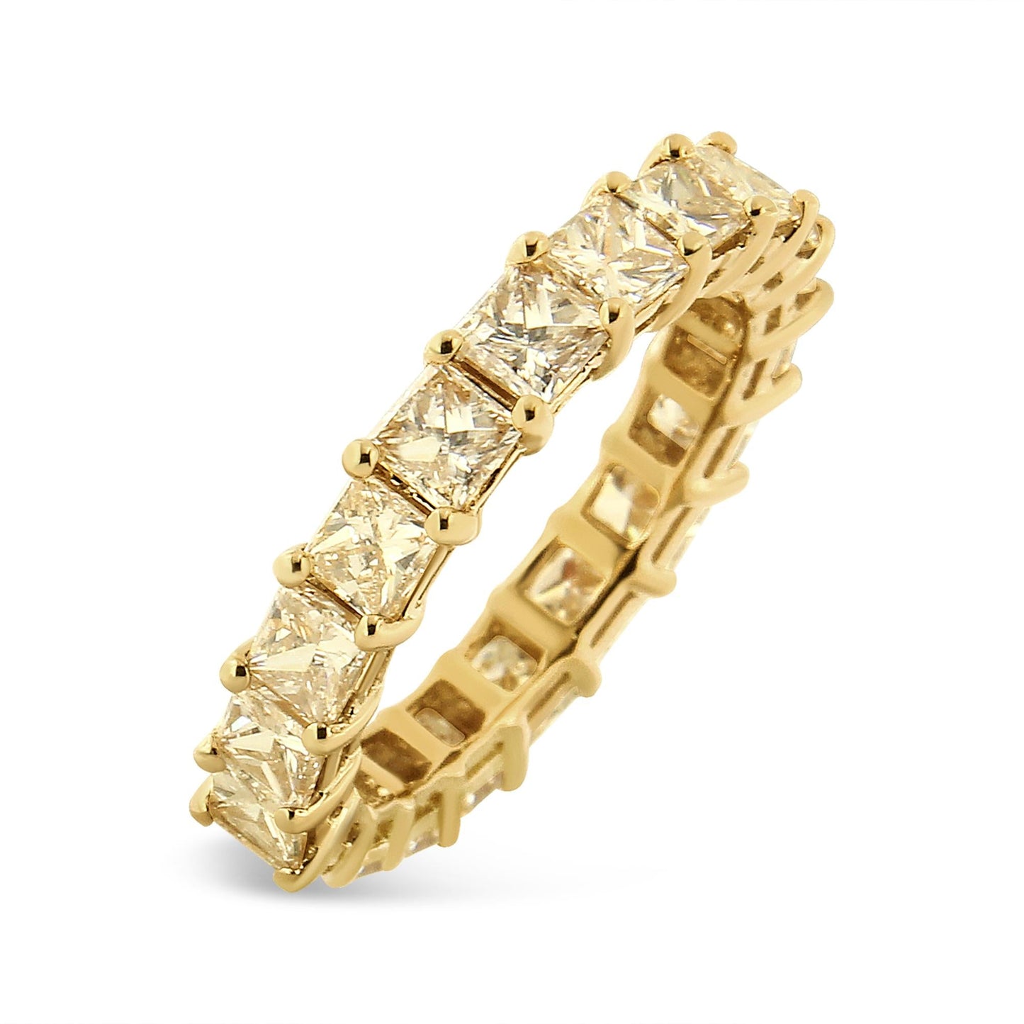 14K Yellow Gold 4.00 Cttw Shared Prong Set Princess Cut Diamond Eternity Band Ring (J-K Color, VS1-VS2 Clarity)-2