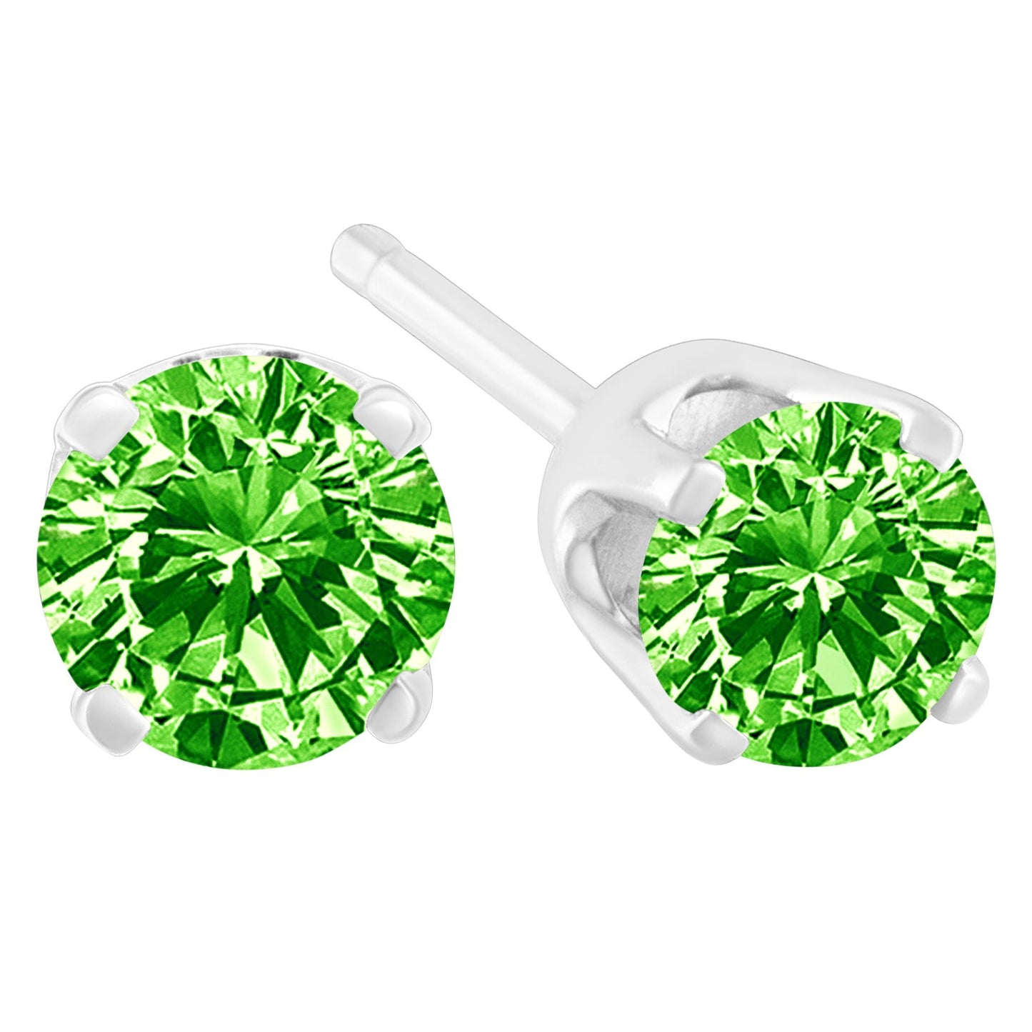 .925 Sterling Silver 0.15 Cttw Round Brilliant-Cut Diamond Classic 4-Prong Stud Earrings-4