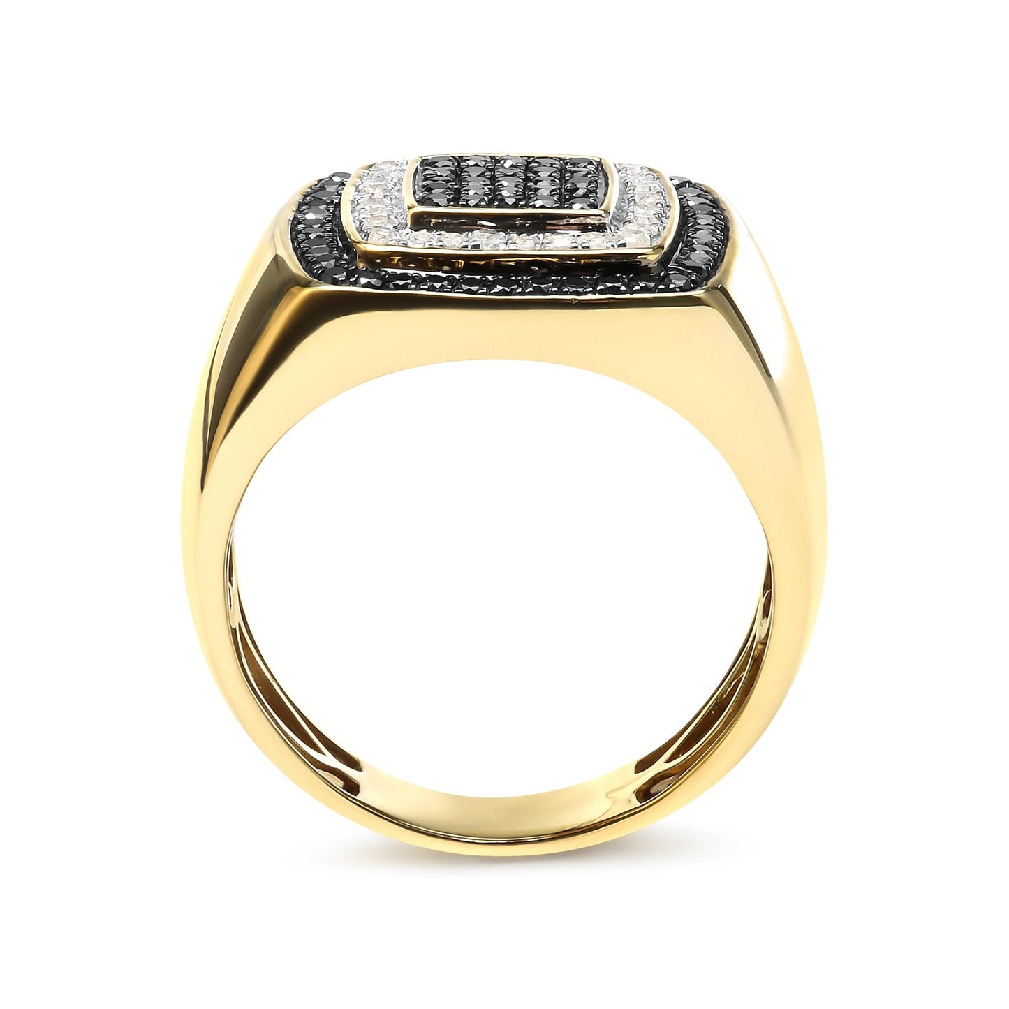 Men's 14K Yellow Gold Plated .925 Sterling Silver 3/4 Cttw White and Black Diamond Ring Band (Treated Black, I-J Color, I2-I3 Clarity)-4