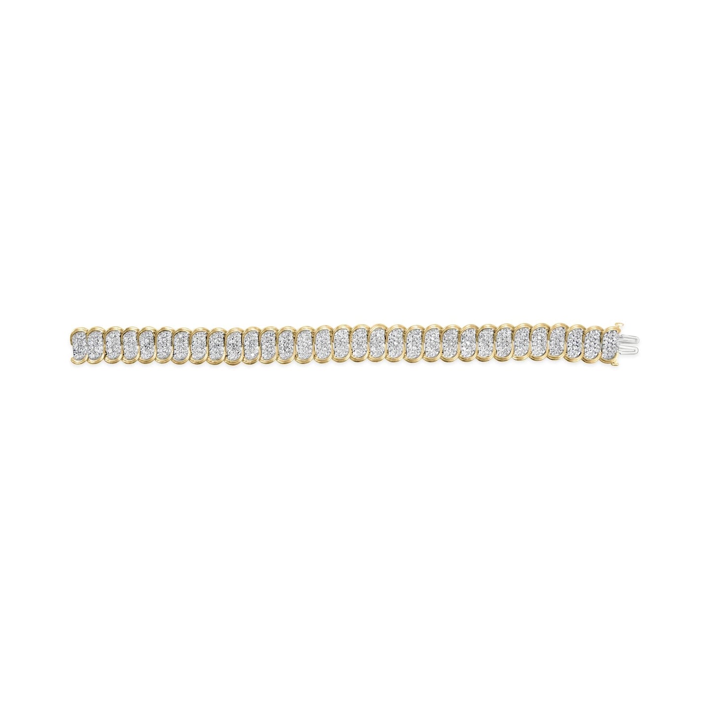 10k Yellow Gold 5.00 Cttw Diamond Oval Banded Link Bracelet (I-J Color, I1-I2 Clarity) - 7" Inches-2