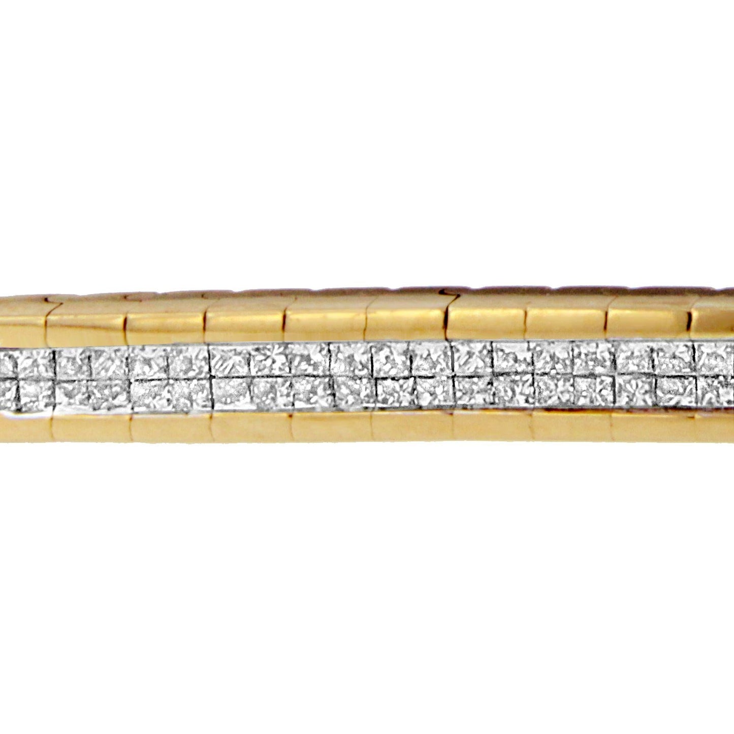 14K Yellow Gold Princess-Cut Diamond Banded Bracelet (1.10 cttw, G-H Color, SI1-SI2 Clarity)-2