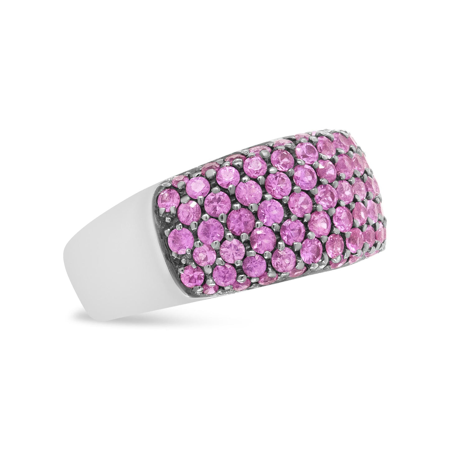 18K White Gold and Black Rhodium Multi Row Pink Sapphire Classic Band Ring-2