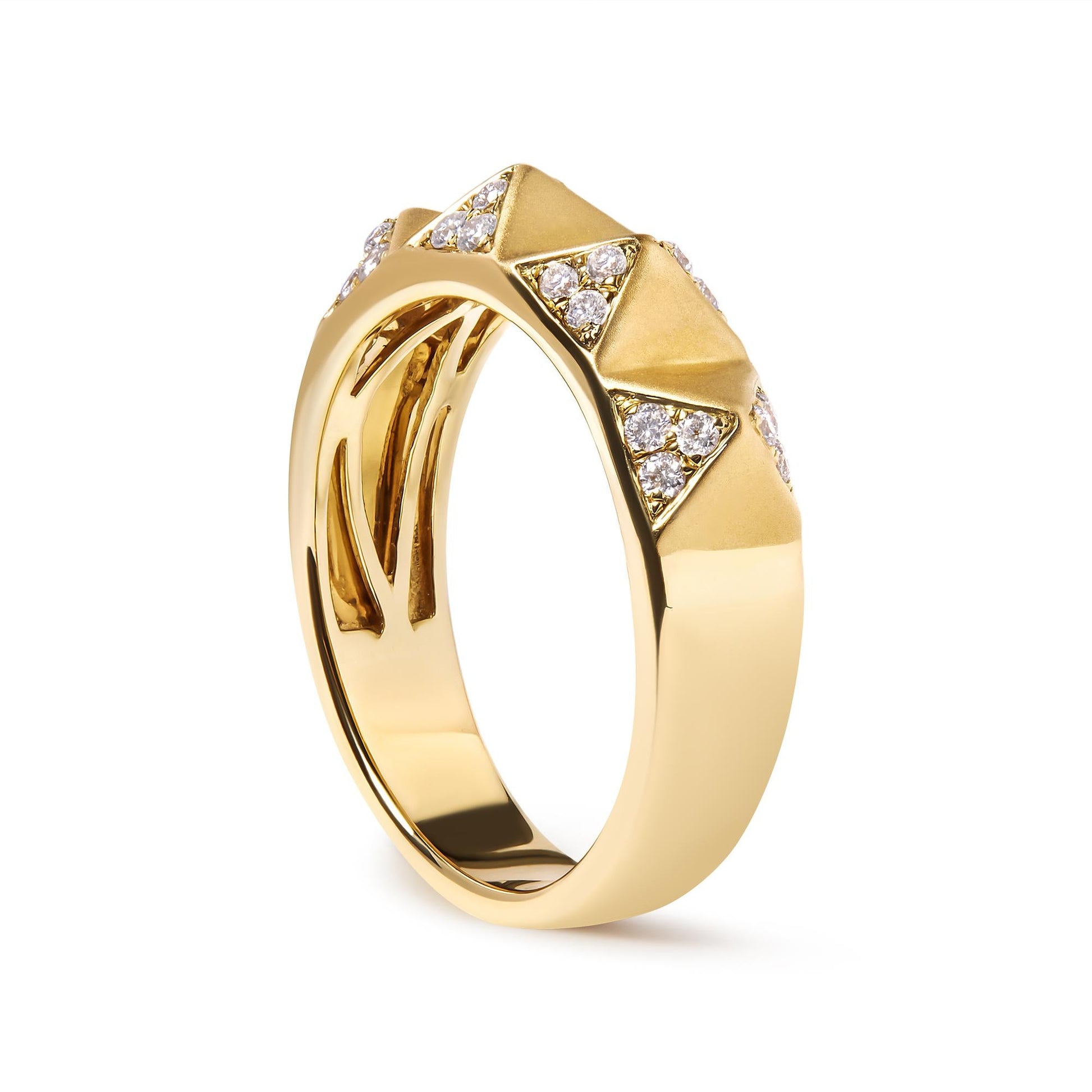 14K Yellow Gold 1/4 Cttw White Diamond Pyramid Band Ring (G-H Color, SI1-SI2 Clarity)- Size 7-2