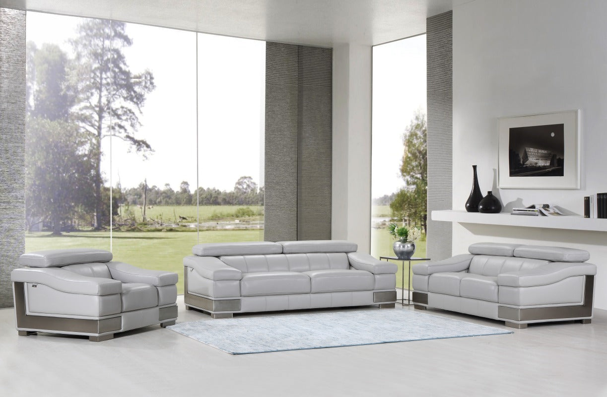 117" Lovely Light Grey Sofa Set-0