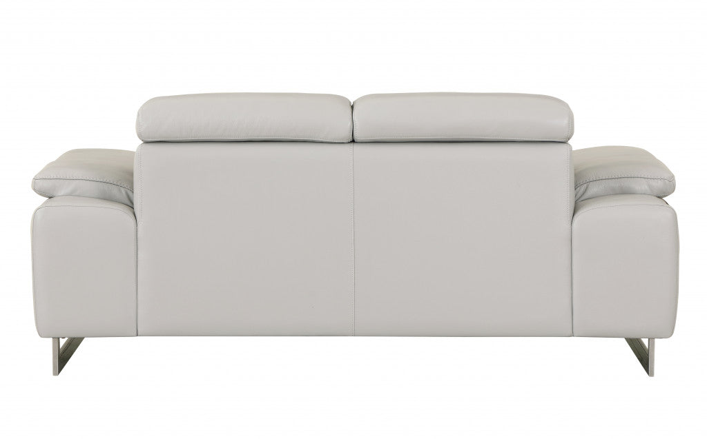 93" Tasteful Light Grey Leather Sofa Set-5