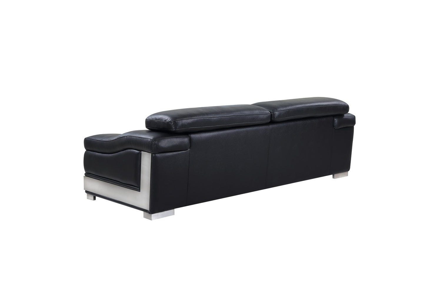 117" Modern Black Leather Sofa Set-4