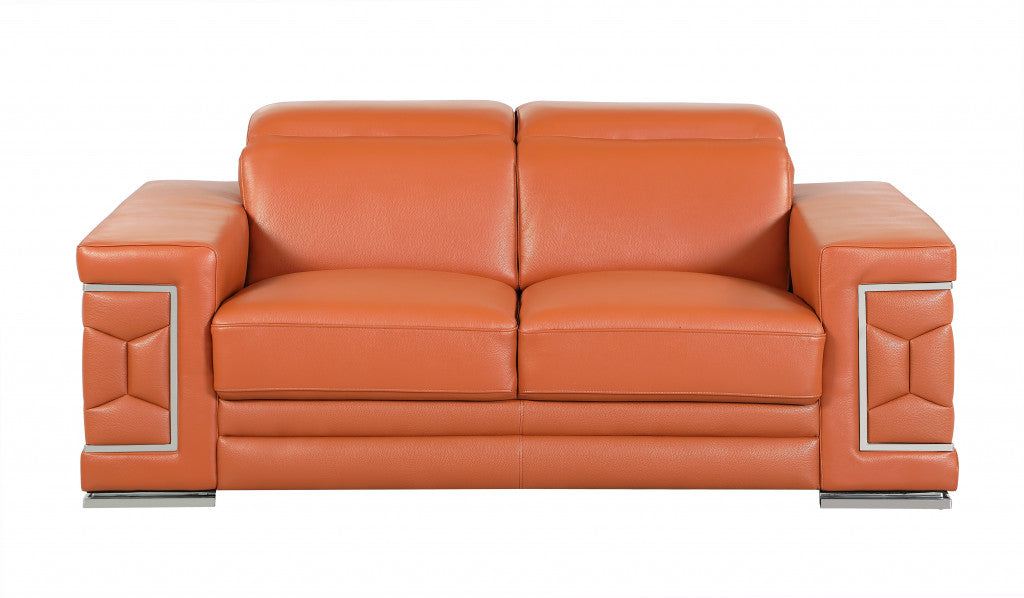 71" X 41" X 29" Modern Camel Leather Sofa And Loveseat-2