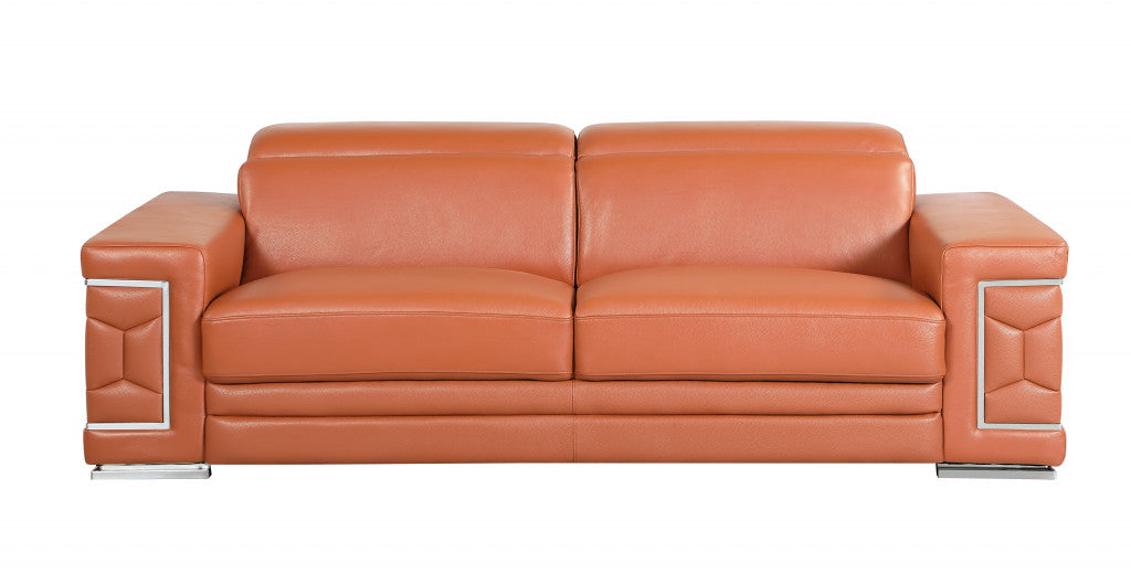 71" X 41" X 29" Modern Camel Leather Sofa And Loveseat-3