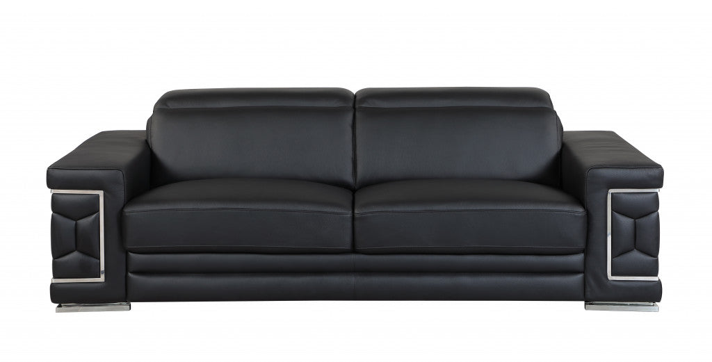 71" X 41" X 29" Modern Black Leather Sofa And Loveseat-3