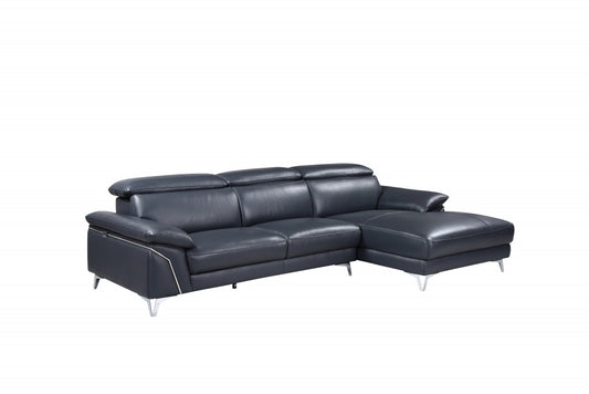 114'" X 67'"  X 39'" Modern Blue Genuine Italian Leather Sectional-0