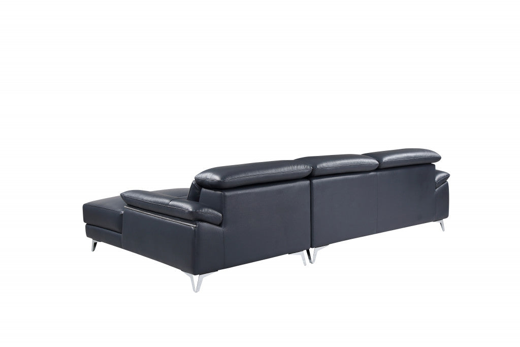 114'" X 67'"  X 39'" Modern Blue Genuine Italian Leather Sectional-3