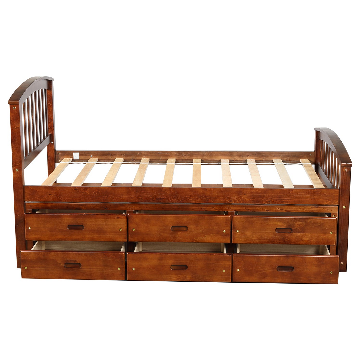 Twin Size Platform Storage Bed Solid Wood Bed with 6 Drawers