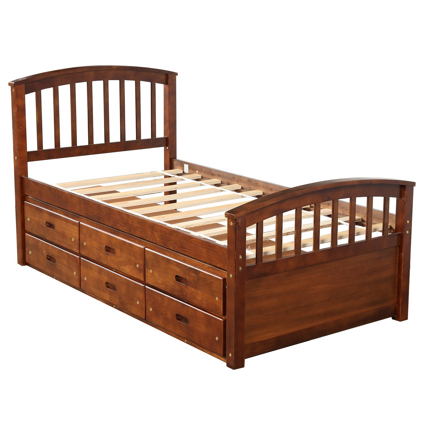 Twin Size Platform Storage Bed Solid Wood Bed with 6 Drawers