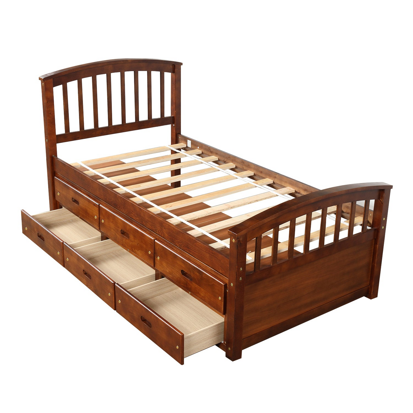 Twin Size Platform Storage Bed Solid Wood Bed with 6 Drawers