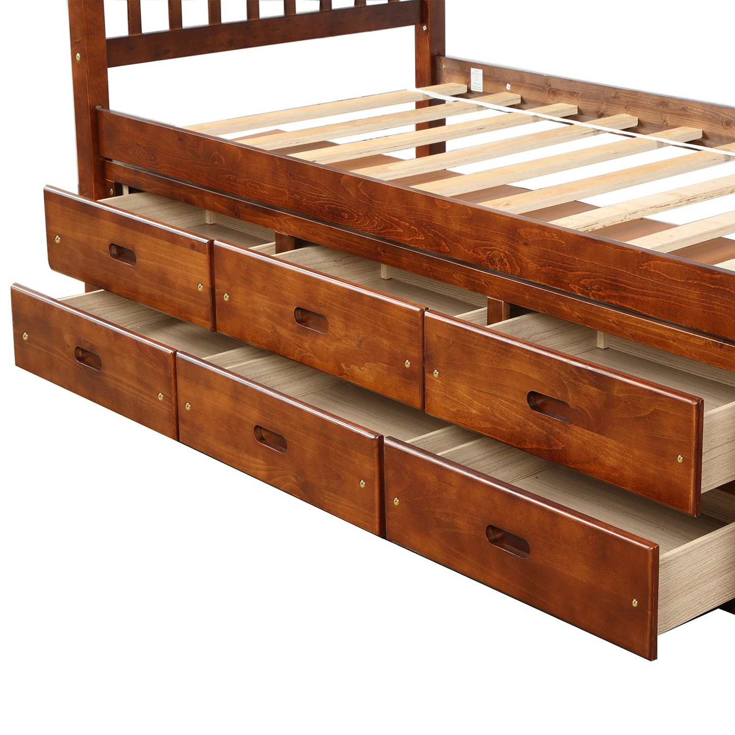 Twin Size Platform Storage Bed Solid Wood Bed with 6 Drawers