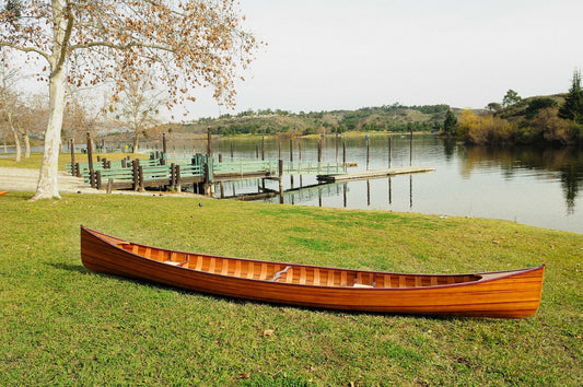 35.5" x 216" x 27" Wooden Canoe with Ribs-0