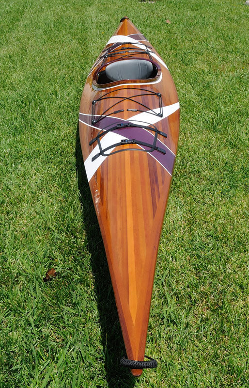 24" x 177" x 13.5" White and Purple RibbonWooden Kayak-0