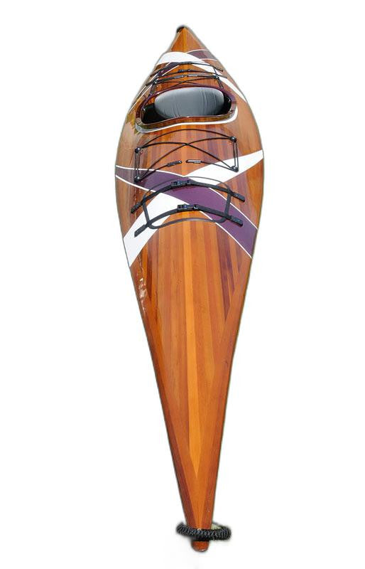 24" x 177" x 13.5" White and Purple RibbonWooden Kayak-4