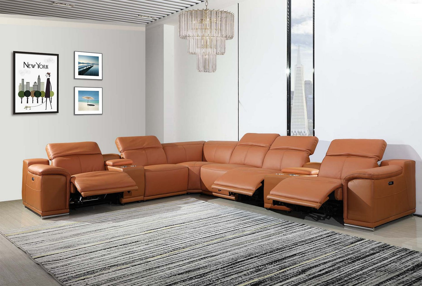 154" X 200" X 162".2 Camel Power Reclining 8PC Sectional-0