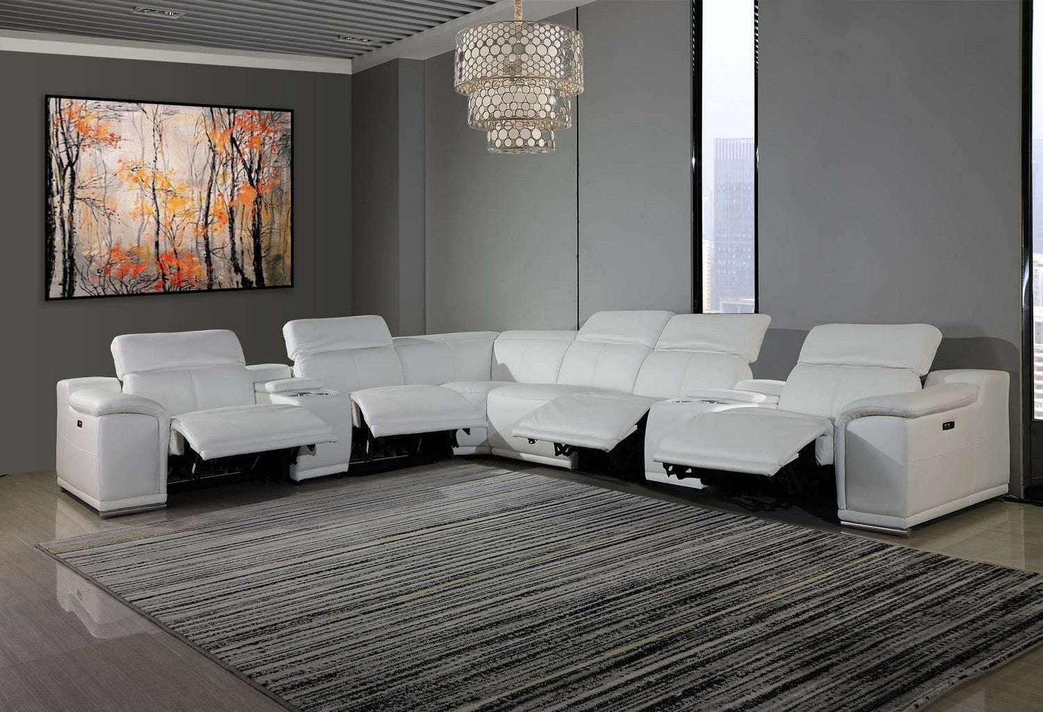 267" X 320" X 266.4" White Power Reclining 8PC Sectional-0