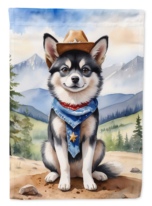 Alaskan Klee Kai Cowboy Welcome Garden Flag