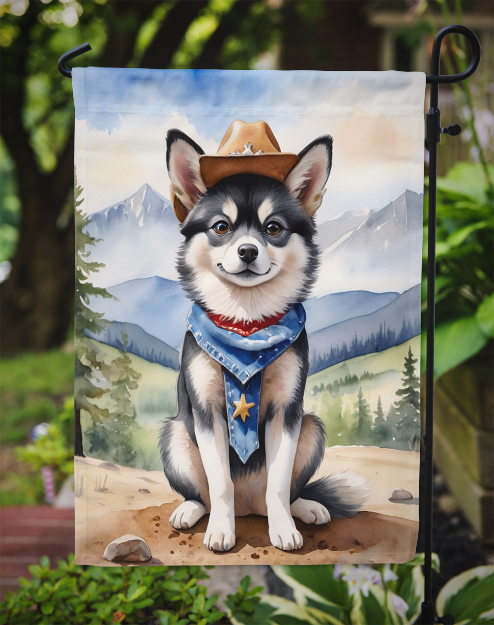 Alaskan Klee Kai Cowboy Welcome Garden Flag