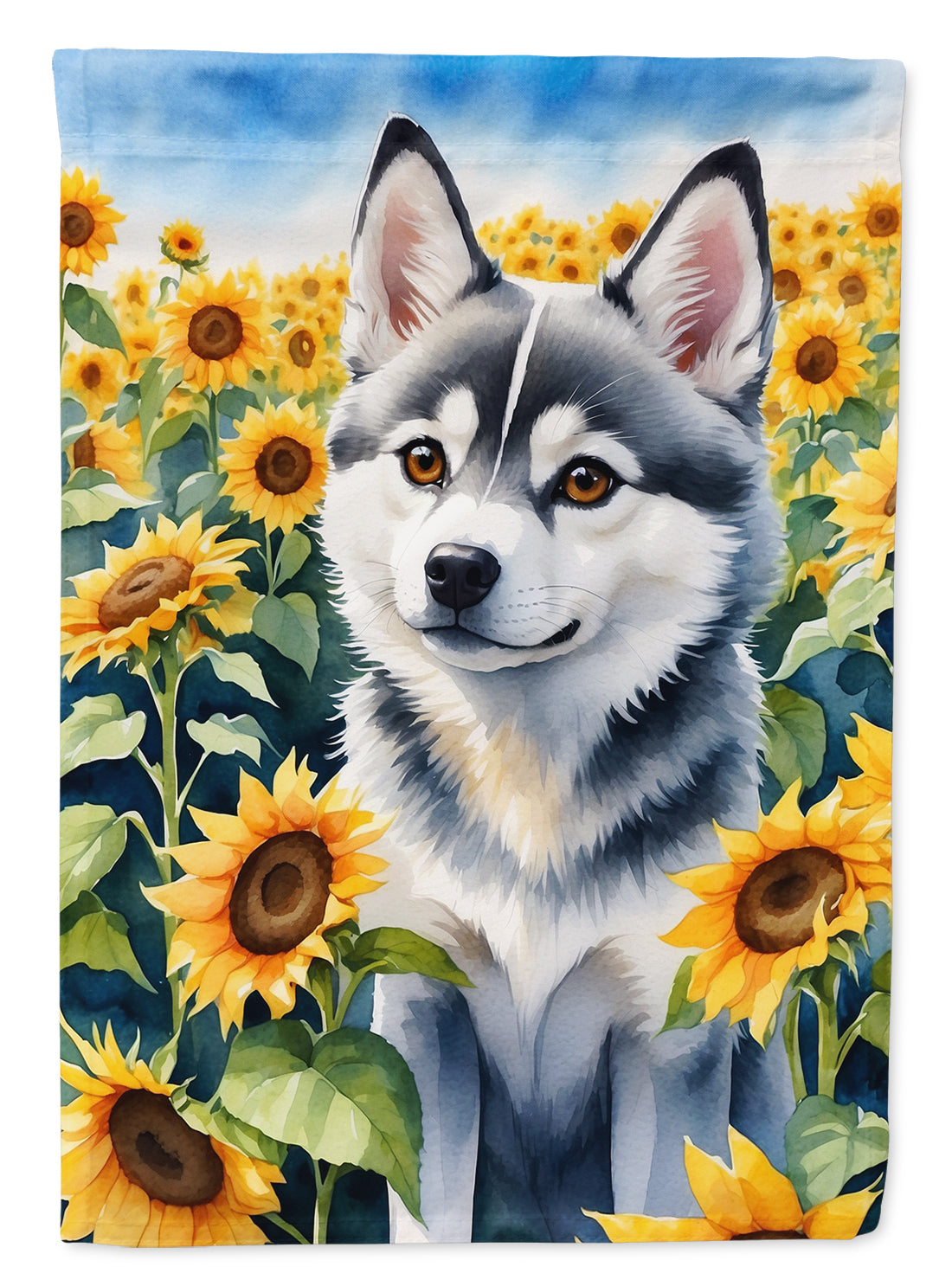 Alaskan Klee Kai in Sunflowers Garden Flag