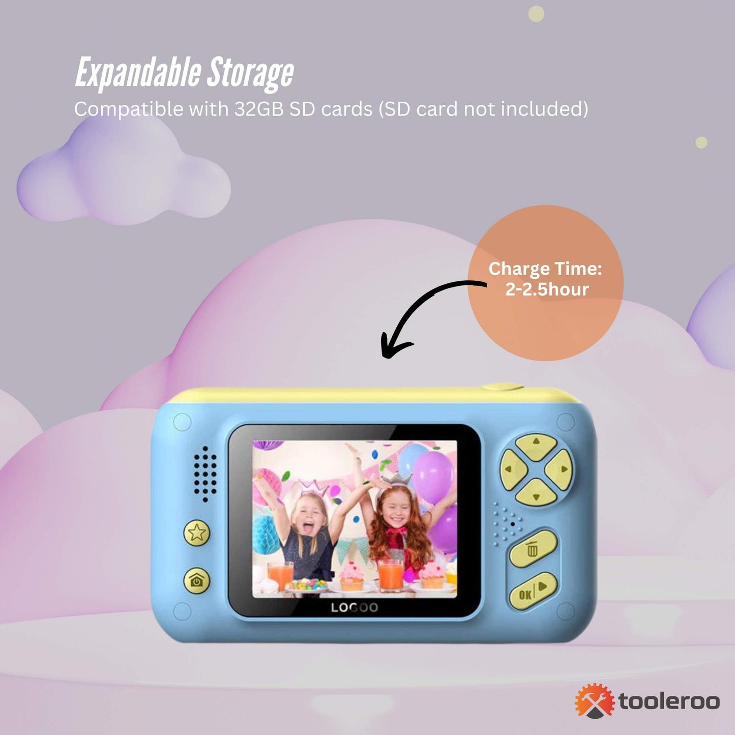 Kids HD Digital Camera Blue - Children's Selfie Photo Video 2.4 Inch Screen-3