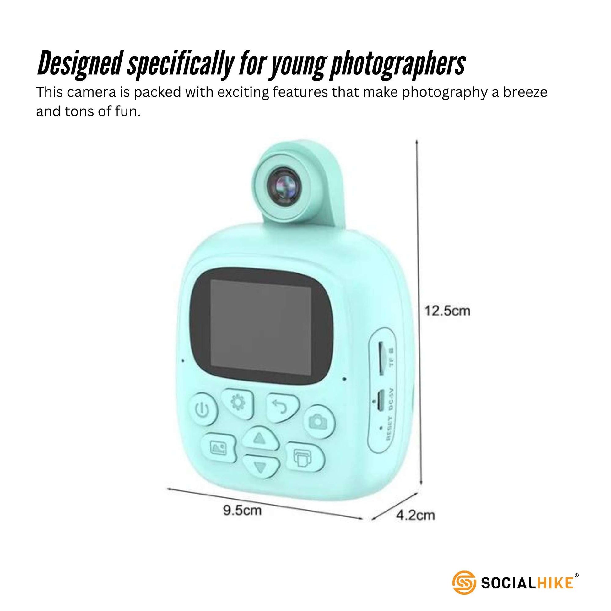 Kids Rechargeable Instant Print Camera Blue - Digital Thermal Photo Video MP3-2