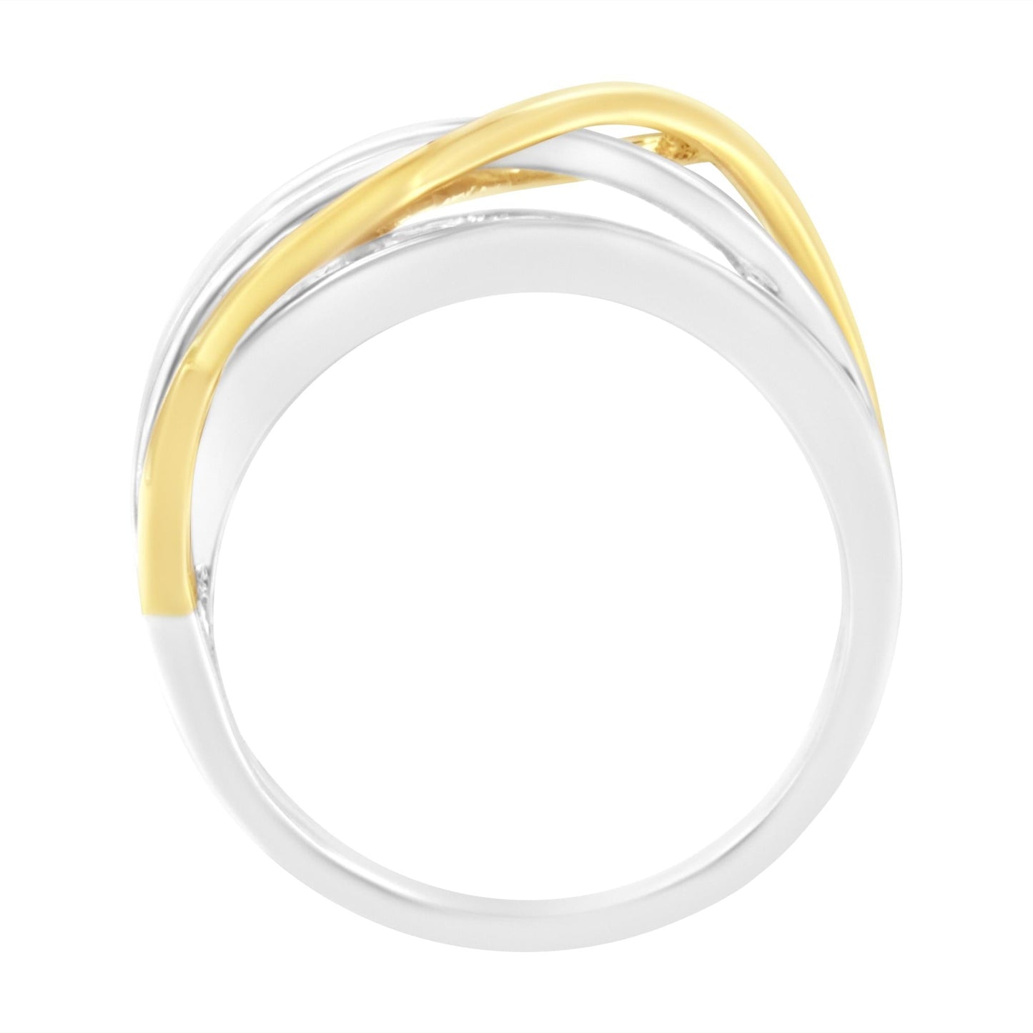 10K White and Yellow Gold 1 1/10 cttw Channel-Set Diamond Bypass Band Ring (J Color, I3 Clarity) –-3