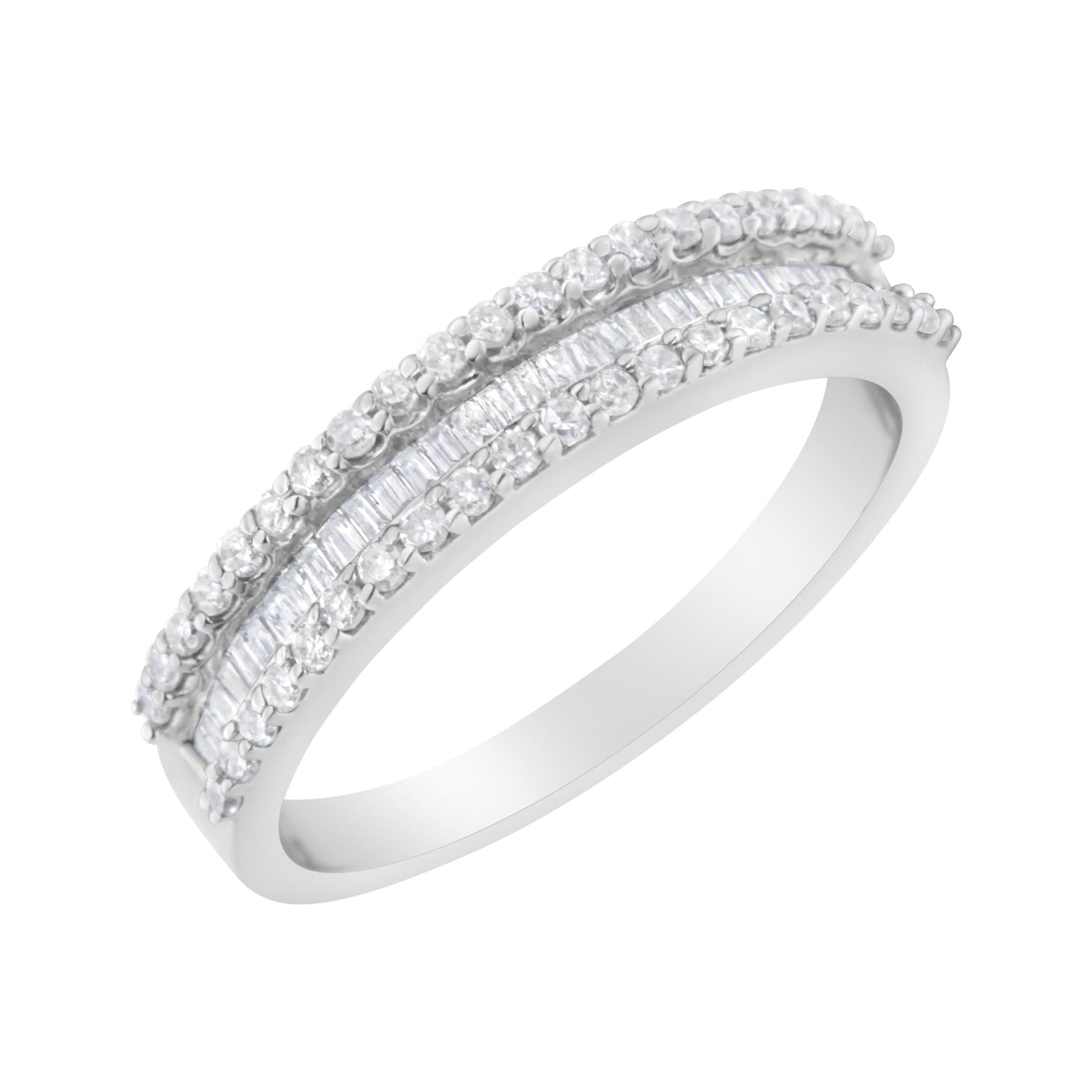 14KT White Gold 1/2 Cttw Diamond Modern Band Ring (H-I Color, SI2-I1 Clarity)-3