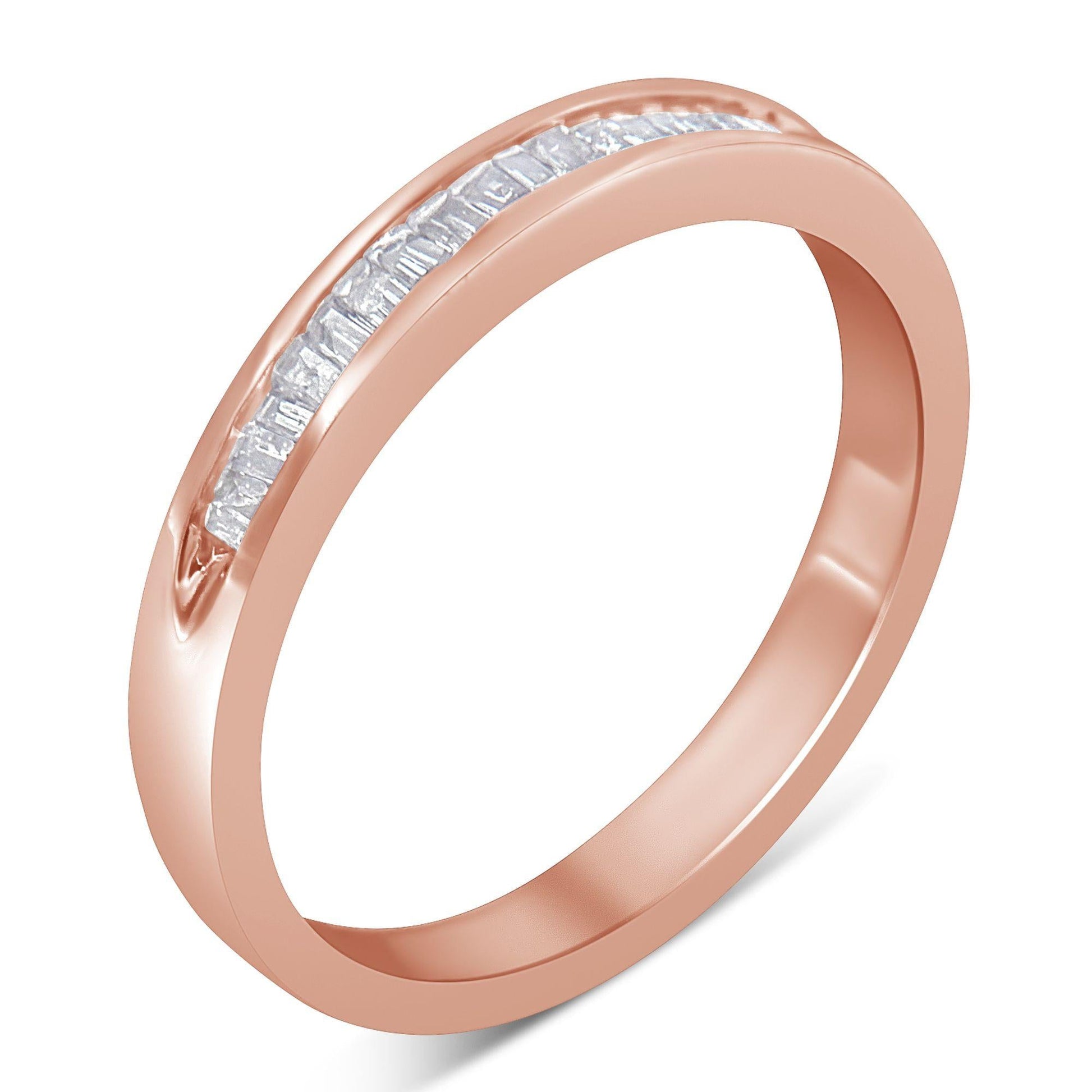 10K Rose Gold over .925 Sterling Silver 1/5 Cttw Diamond Channel-Set Stackable Band Ring (H-I Color, I1-I2 Clarity)-3