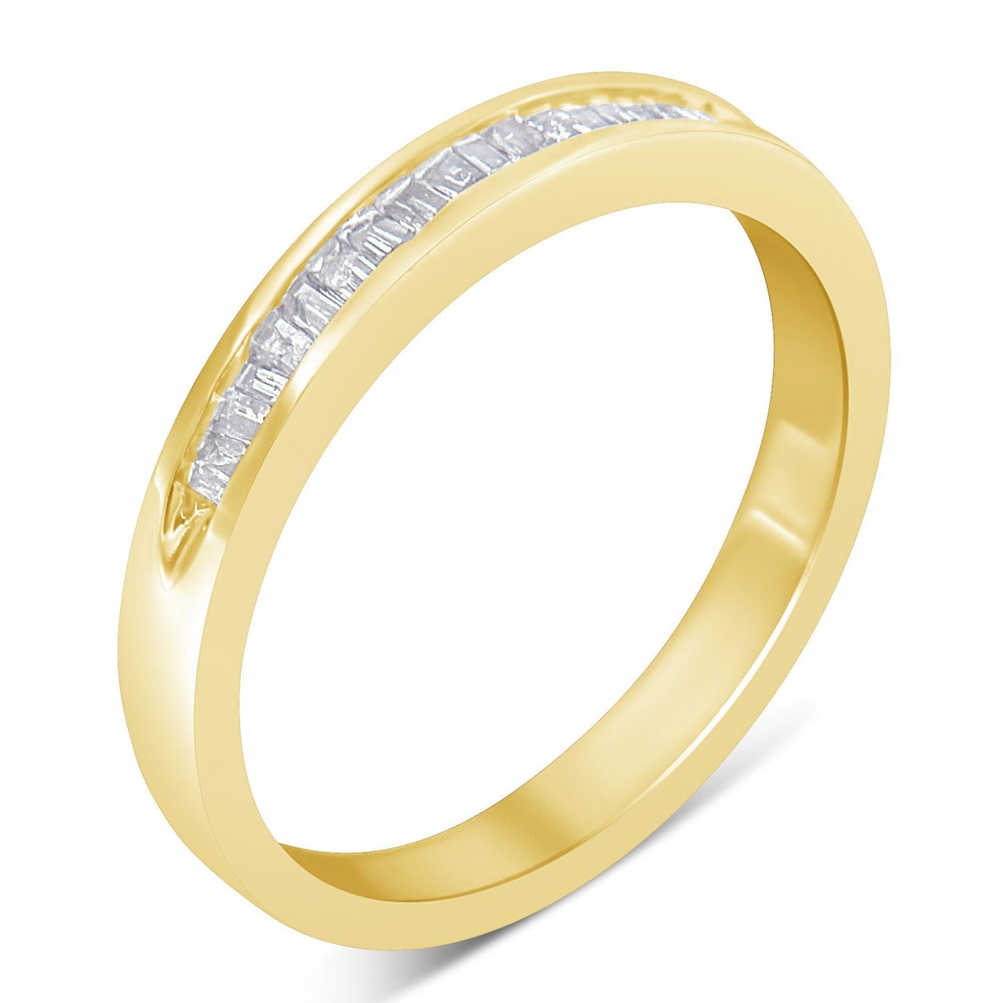 10K Yellow Gold over .925 Sterling Silver 1/5 Cttw Diamond Channel-Set Stackable Band Ring (H-I Color, I1-I2 Clarity)-3