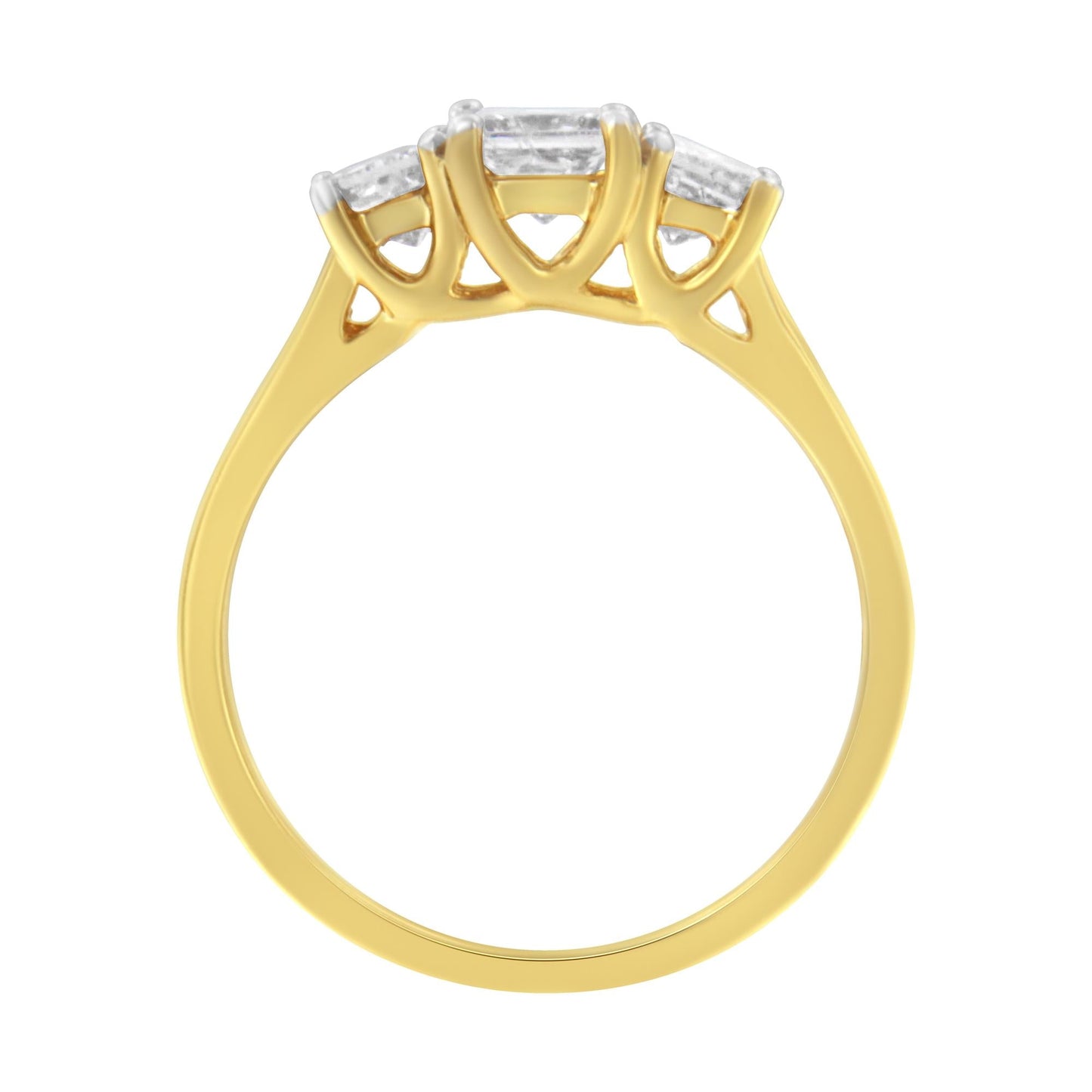 10K Yellow Gold Princess-Cut Diamond Three Stone Band Ring (1 Cttw, J-K Color, I1-I2 Clarity)-3