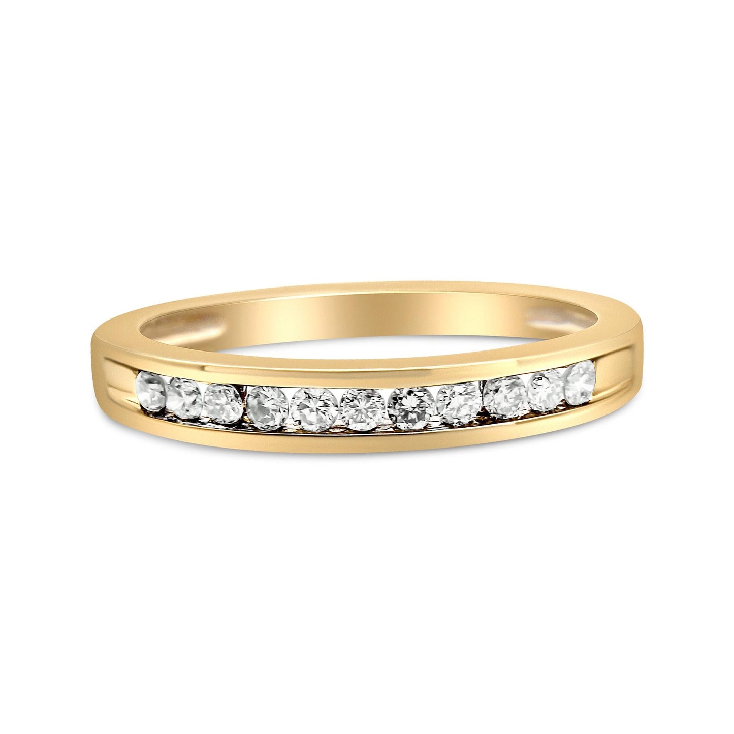 IGI Certified 1/4 Cttw Diamond 10K Yellow Gold Channel Set Band Style Ring (J-K Color, I2-I3 Clarity)-3