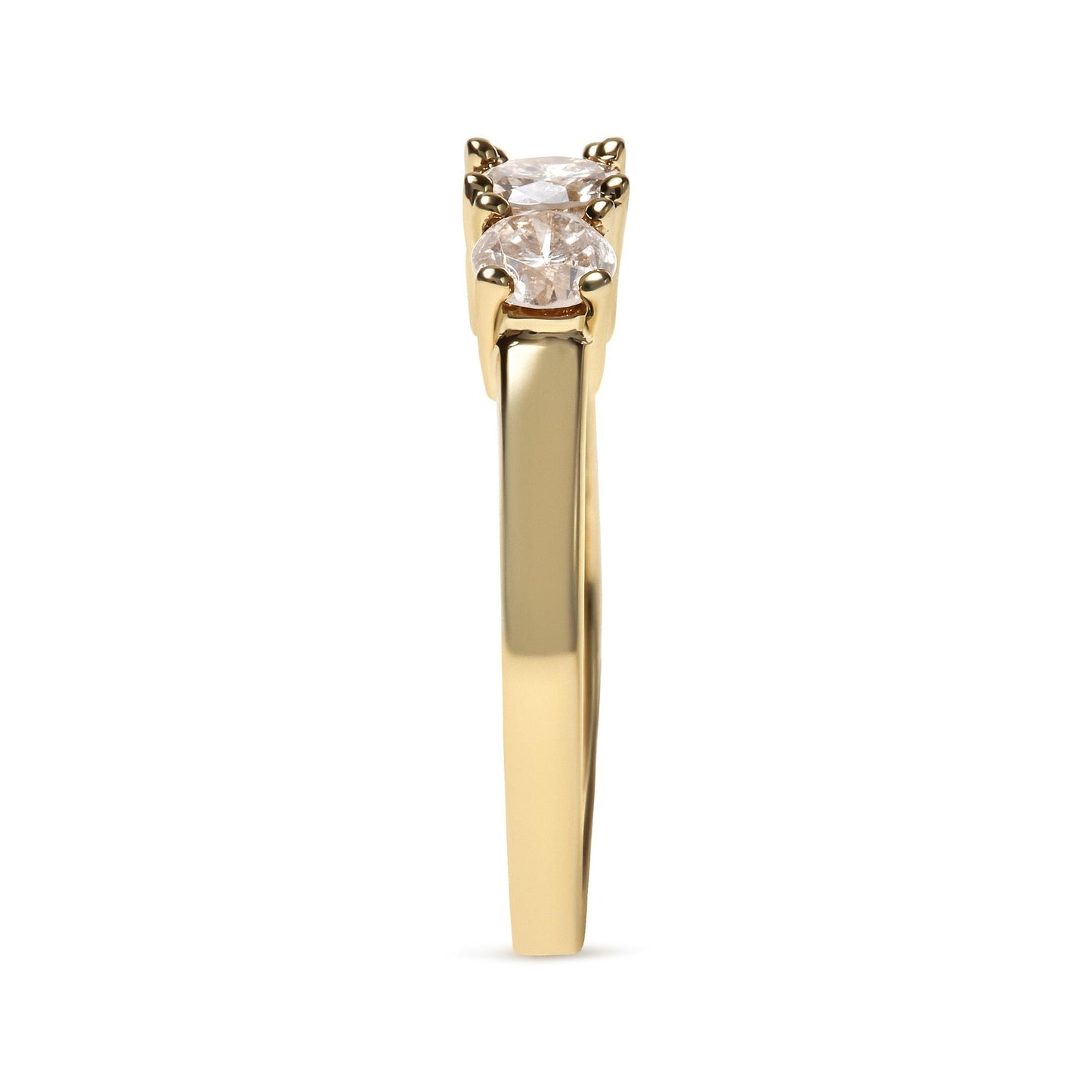 10K Yellow Gold 1.00 Cttw Champagne Diamond 3-Stone Band Ring (J-K Color, I1-I2 Clarity)-3