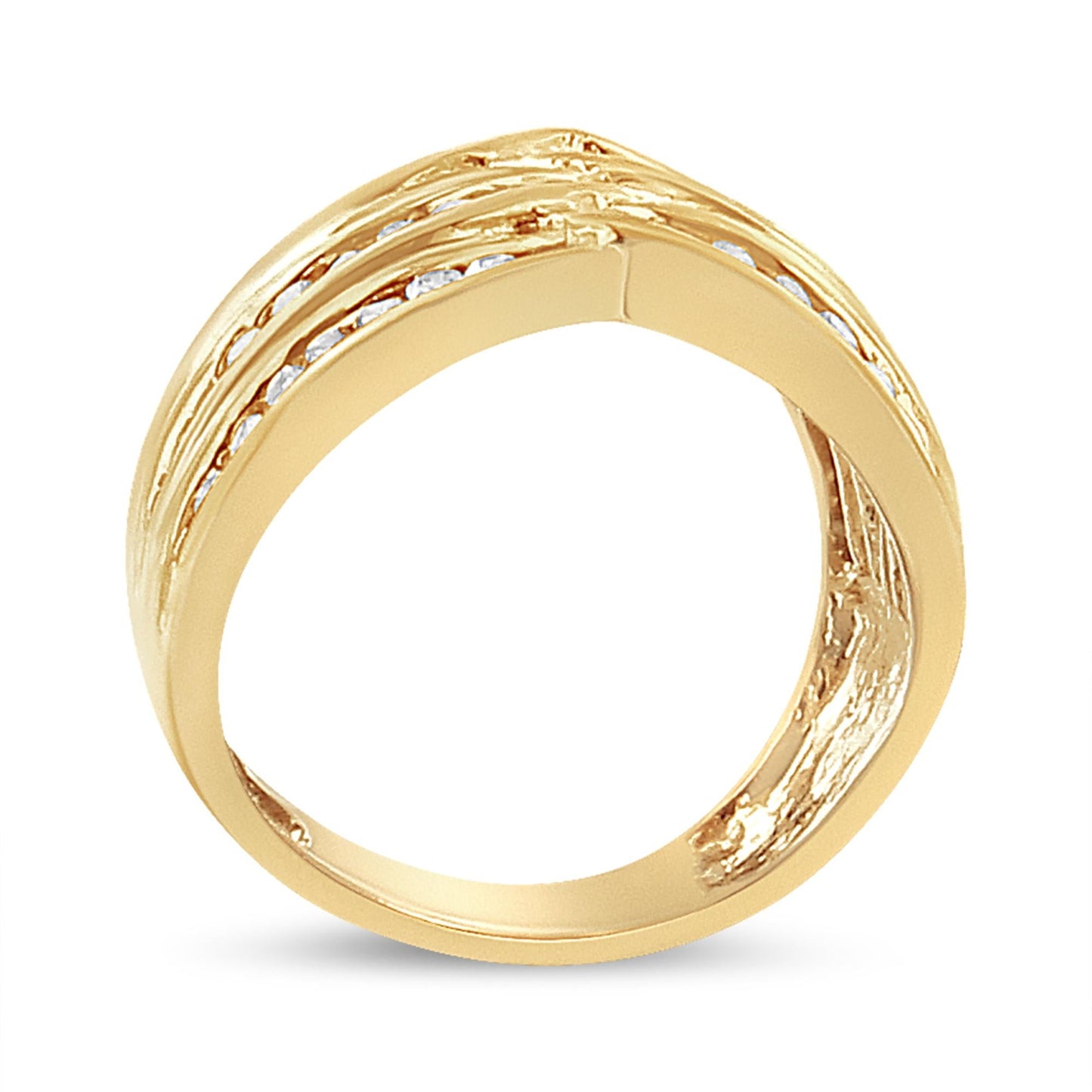 10K Yellow Gold Plated .925 Sterling Silver 1 1/2 Cttw Diamond Channel Band (Champagne Color, I2-I3 Clarity) Ring-3