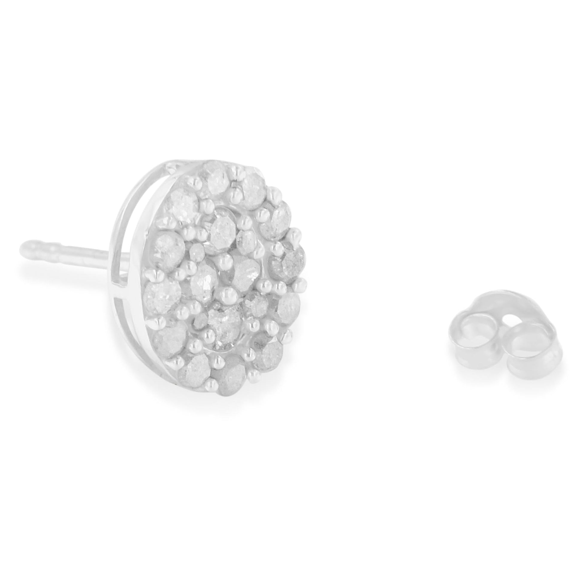 .925 Sterling Silver 1 1/2 Cttw Round-Cut Diamond Oval Shaped Stud Earrings (I-J Color, I3 Clarity)-3