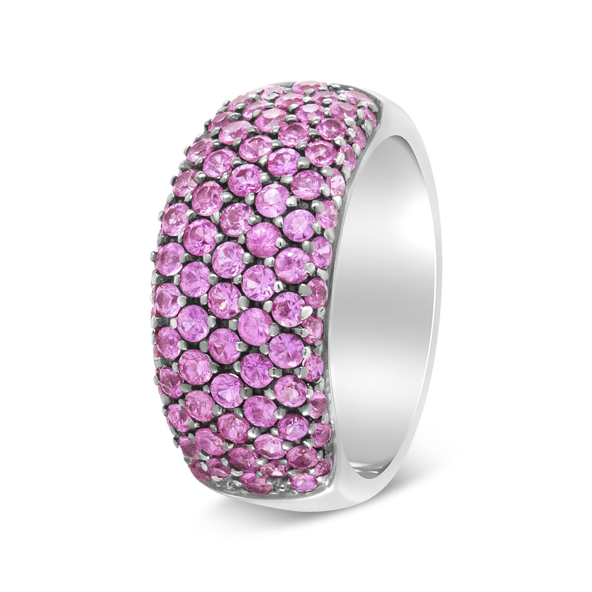 18K White Gold and Black Rhodium Multi Row Pink Sapphire Classic Band Ring-3