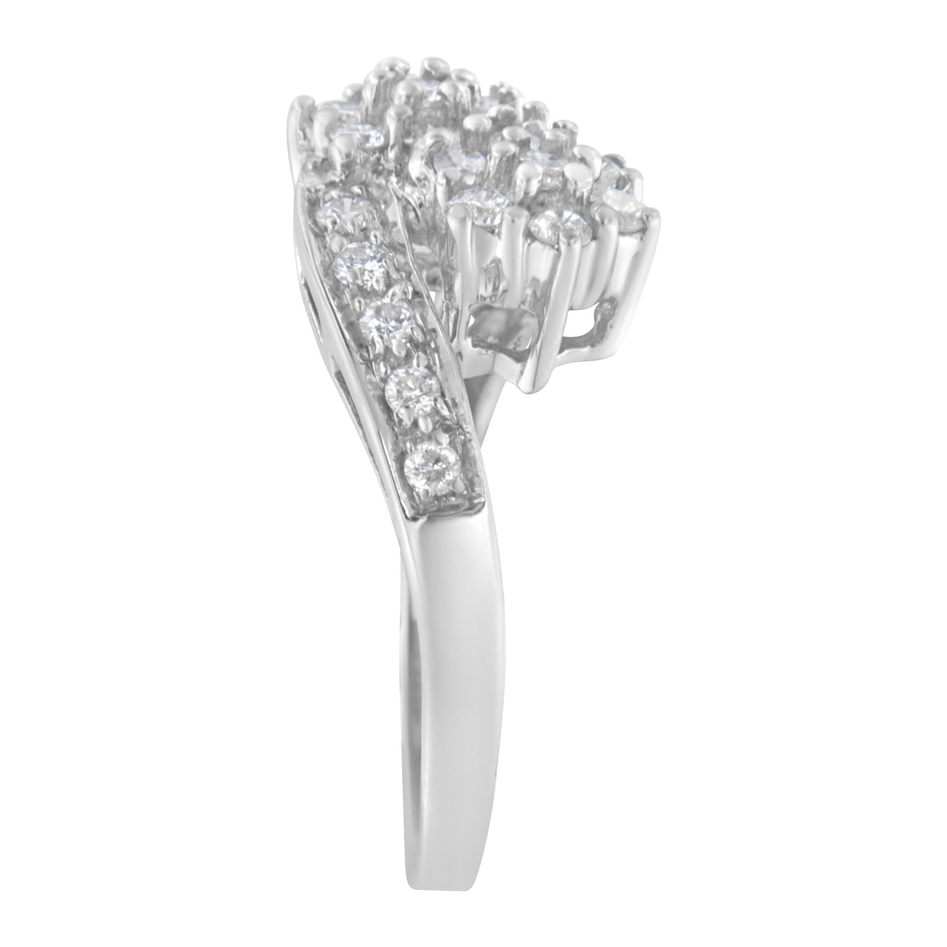 14KT White Gold Diamond Cluster Ring Band (7/8 cttw, H-I Color, I1-I2 Clarity)-4