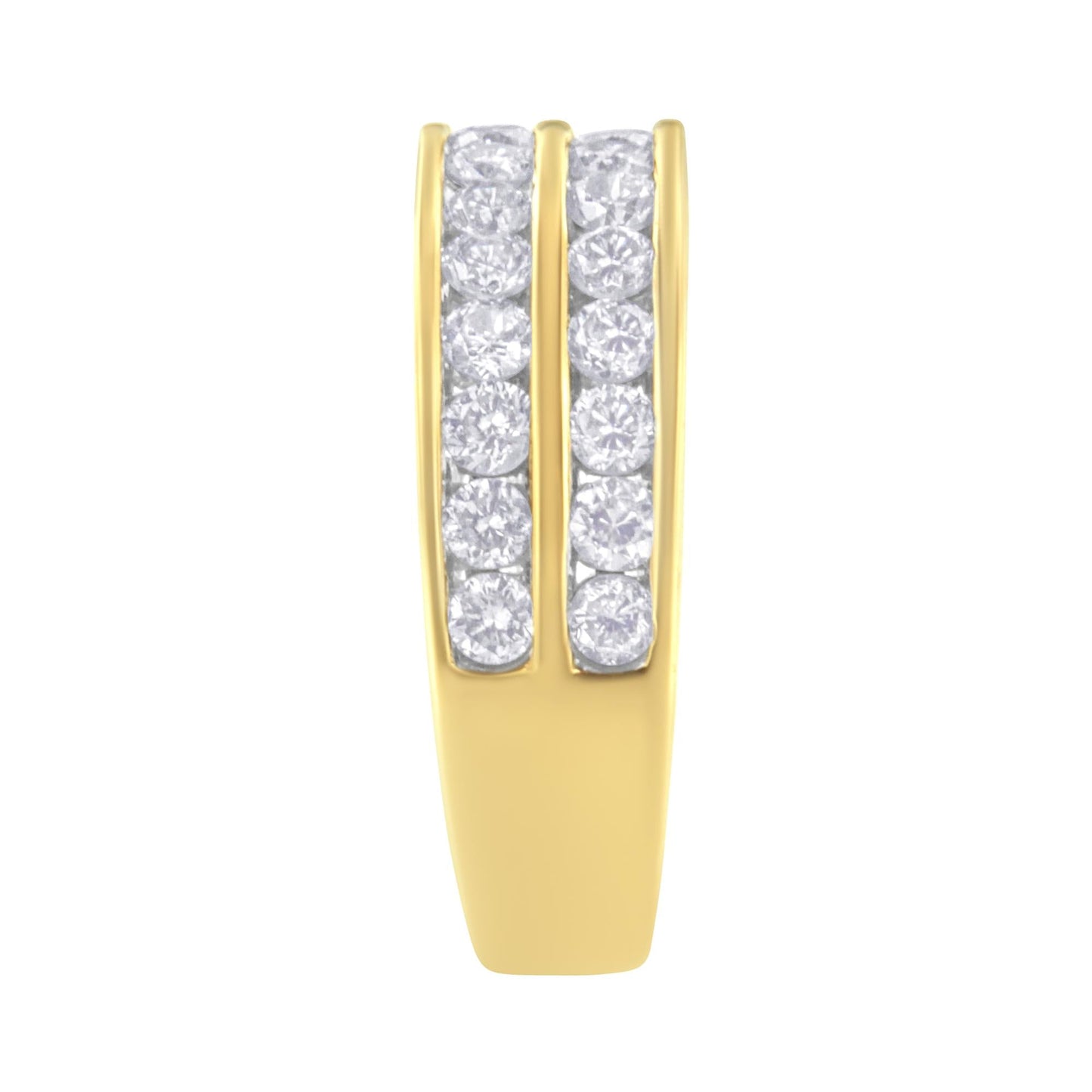 10K Yellow Gold Two-Row Diamond Band Ring (1 Cttw, J-K Color, I1-I2 Clarity)-4