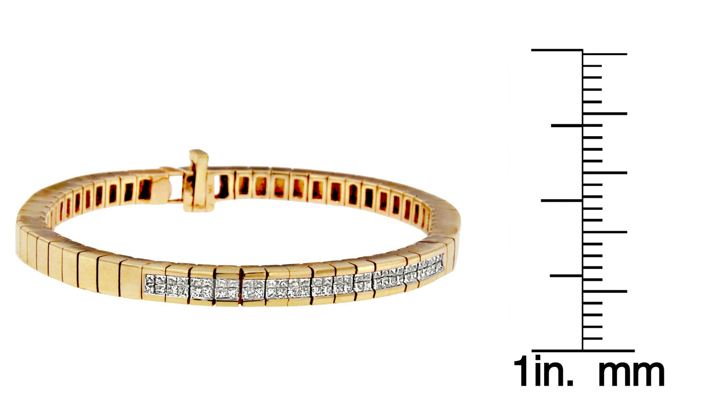 14K Yellow Gold Princess-Cut Diamond Banded Bracelet (1.10 cttw, G-H Color, SI1-SI2 Clarity)-3