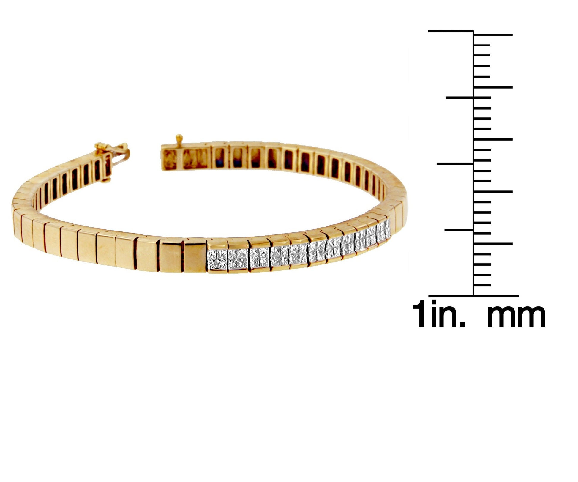 14K Yellow Gold Princess Cut Diamond Banded Bracelet (1.00 cttw, G-H Color, VS1-VS2 Clarity)-3