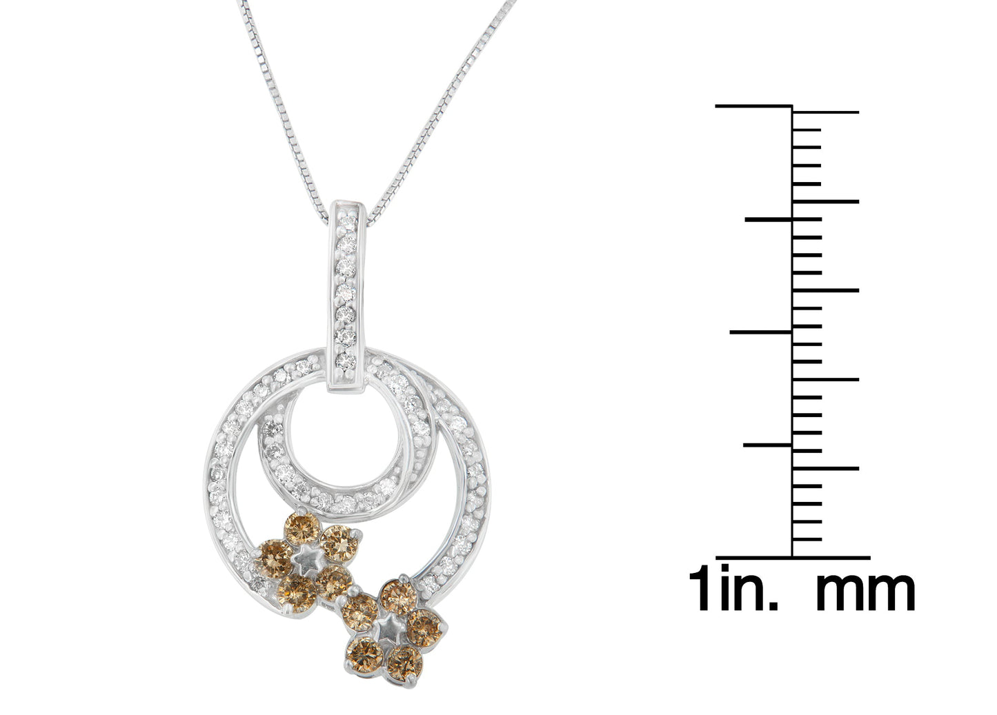 .925 Sterling Silver 1 cttw Round Cut Diamond Floral Garden Pendant Necklace (H-I, I1-I2)-3