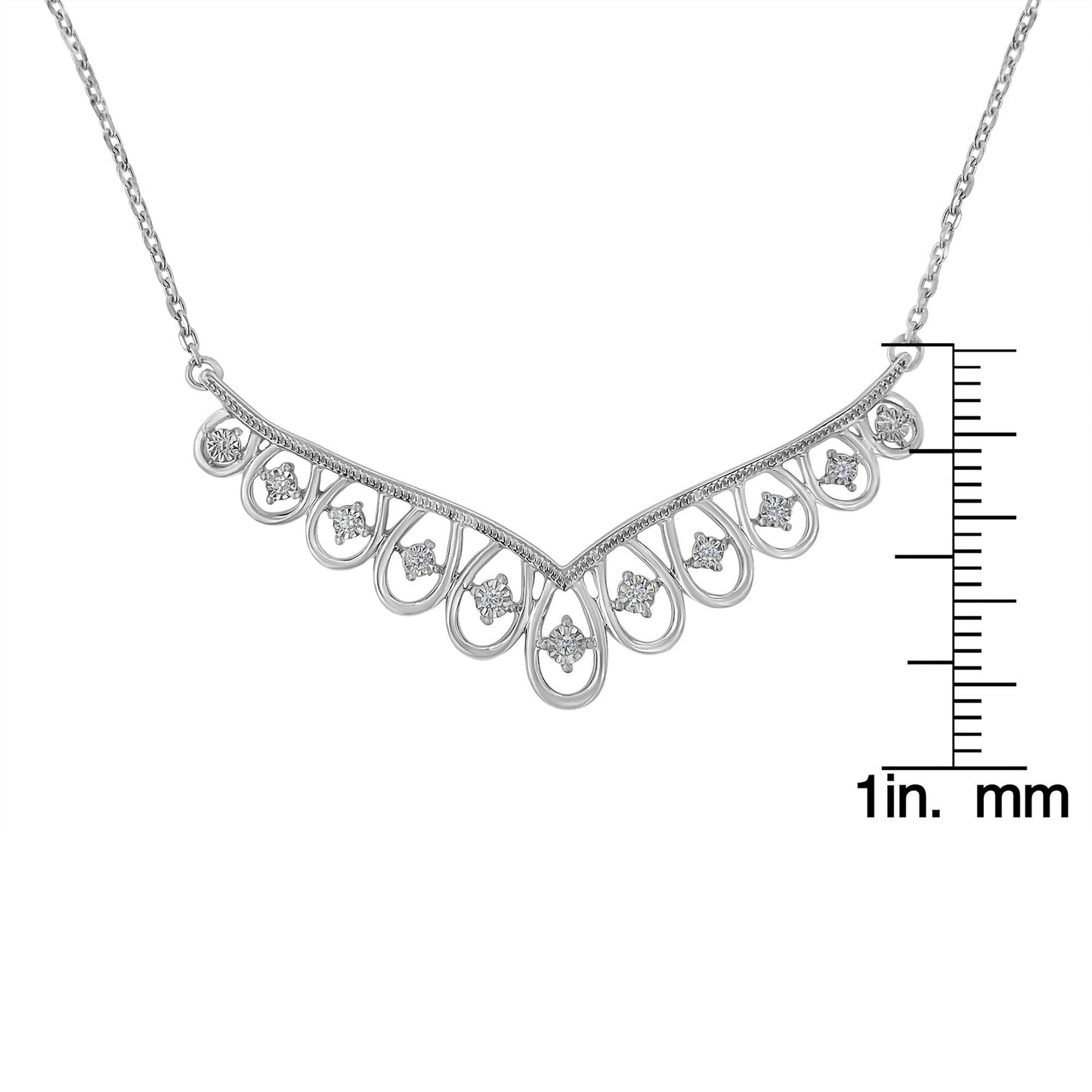 .925 Sterling Silver 1/10 cttw Miracle-Set Diamond Chandelier Style 18" Necklace (I-J Color, I3 Clarity)-4