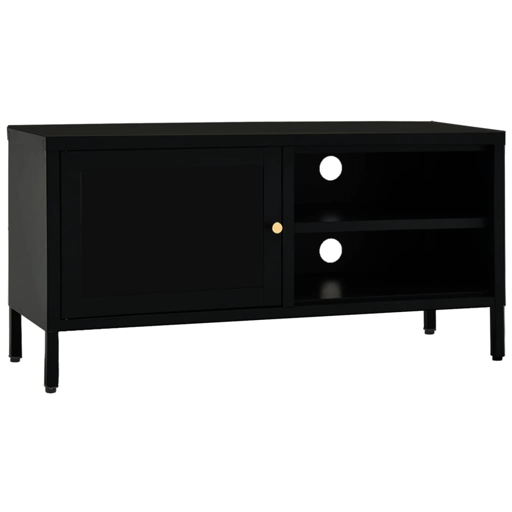 vidaXL TV Stand TV Console Sideboard TV Unit Home Media Unit Steel and Glass-1