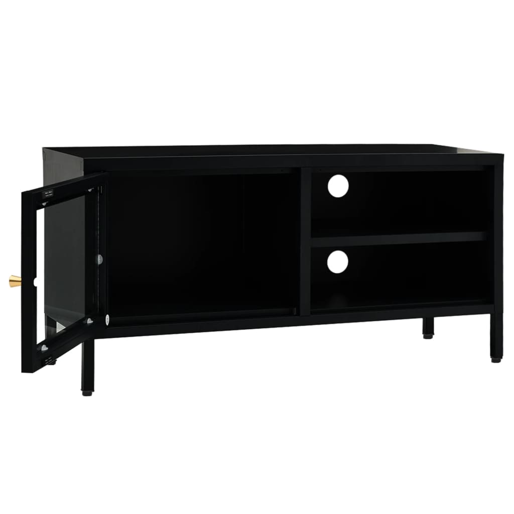 vidaXL TV Stand TV Console Sideboard TV Unit Home Media Unit Steel and Glass-4