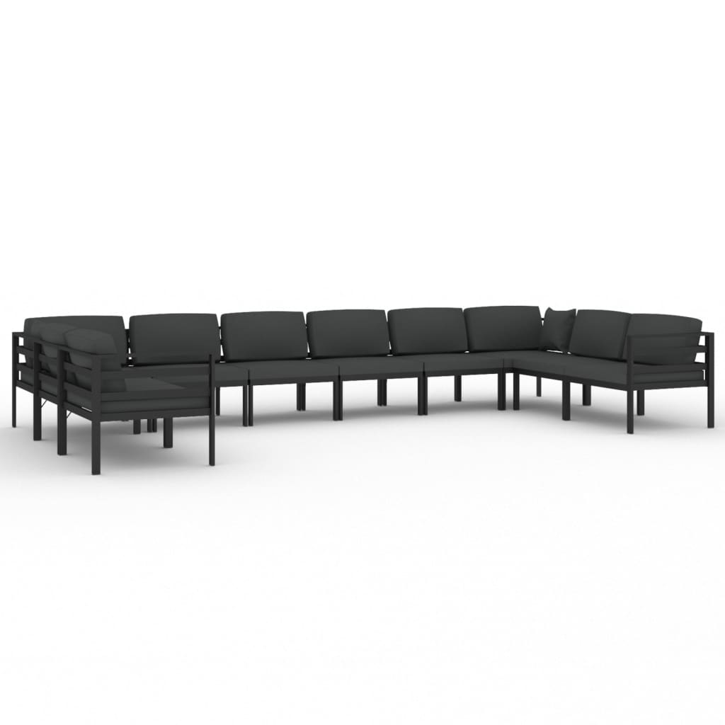 vidaXL 10 Piece Patio Lounge Set with Cushions Aluminum Anthracite-0